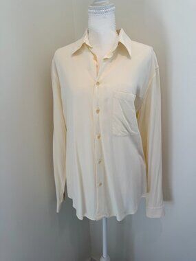 Sandro Paris Light Yellow/Ivory Flowy‎ Button Up Size M